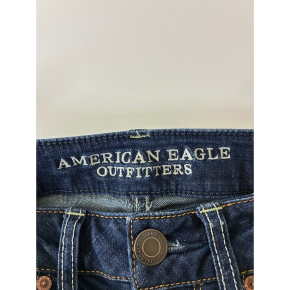 American Eagle Straight Super Stretch Jeans Womens 2 LONG Dark Wash Low Rise - Picture 8 of 10